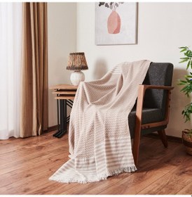 Resim Soft Koltuk Örtüsü - Bej - 180x210 Cm Çok Renkli 