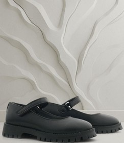 Resim Rakerplus Siyah Mat Cırtlı Kalın Tabanlı Kız Çocuk Okul Ayakkabısı 