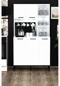 Resim Miya Çok Amaçlı Dolap, Kahve Köşesi, Kiler Dolabı, Mutfak Erzak Dolabı, Mini Mutfak Dolabı Beyaz 