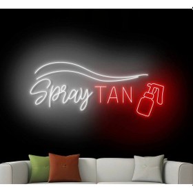 Resim Spray Tan Yazılı Ve Şekilli Neon Tabela Beyaz 