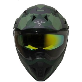 Resim Motosiklet Cross Kask Güneş Vizörlü Enduro Full Face Touring Motorcu Kaskı Solda Çok Renkli 
