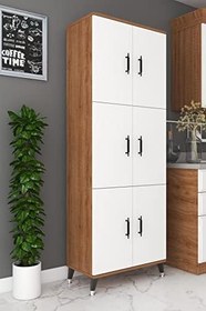 Resim Çok Amaçlı Kiler, Banyo, Ayakkabılık, Balkon Dolap Beyaz (kapaklar) Ceviz (gövde) 
