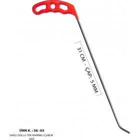 Resim 31 cm 5 mm Çap Sağlı Sollu Tek Kıvrımlı Sağ Boyasız Göçük Düzeltme Çubuğu, Pdr Çubuk - S6-03 