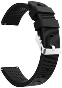 Resim Gpack Samsung Galaxy Watch 46mm ile Uyumlu 22mm Silikon Kordon, Kançalı, Siyah 