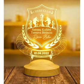 Resim Sevgi Lambası Satranç Kişiye Özel Hediye, Satranç Takımı Turnuva Birincisine Hediye, Satranç Temalı Hediyelik, Isme Özel 3D LED Masa Lambası 