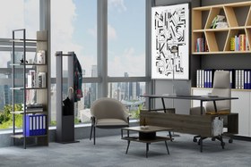 Resim LAGOMOOD İRONY JOLİNE OFİS TAKIMI, ANTRASİT CEVİZ 
