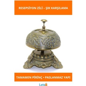 Resim Antik Tasarımlı Pirinç Resepsiyon Zili 1 Adet 