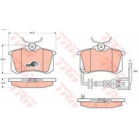 Resim TRW GDB1475 Fren Balatası Arka Fişli Polo IV 01- / Toledo III 04- Ibiza IV 01- / Fabia II 07- Fabia I 99- 17Mm 