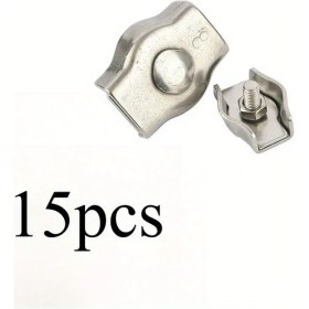 Resim Dashanshop 15 Adet Paslanmaz Çelik Halat Kelepçesi - Ayarlanabilir U Şeklinde Kablo Bağlantıları 