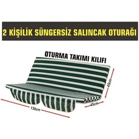 Resim Viphomeconceptltd 2 Kişilik Salıncak Oturağı (Yeşil-Beyaz)-(Süngersiz Tentesiz) Yeşil 