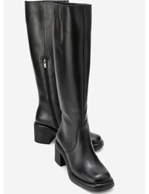 Resim Luvi Shoes Fros Siyah Cilt Hakiki Deri Kadın Kalın Topuklu Çizme Siyah 