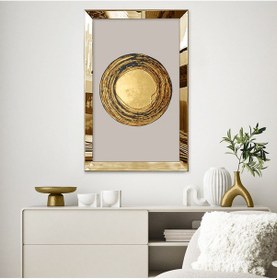 Resim Gold Aynalı Pleksi Çerçeveli Beyaz Arka Planlı Gold Daire Görseli Tablo 