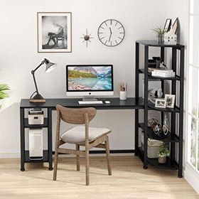 Resim Zizuva Tasarım 140x60x75 CM Raflı Siyah Çalışma Masası 