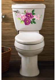 Resim Mor Güller Güller Klozet Kapağı ve Banyo Sticker Seti 