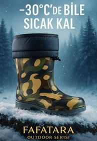 Resim fafatara Kamuflaj Desenli Yünlü Su Geçirmez Çizme -30 Derece Kadar Dayanaklı Avcı & Balıkçı Çizmesi 