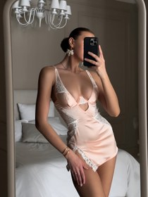Resim Siedna Saten Babydoll Somon (Külot dahil) - XL 