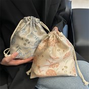 Resim Elegant Drawstring Kozmetik Pouch, Kadınların Seyahat Gereksinimi, Cilt Bakımı ve Makyaj Organizer Çantası, Polyester Olmayan, Polyester Astarlı, Çiçek Desenli, El Yıkamalı - Ruj & Madeni Para Cüzdanı, Tırnak Cila & Makyaj Fırçası Depolama, Hijyenik Ped Organizer Çanta - Yiwu Üretim Bölgesi 