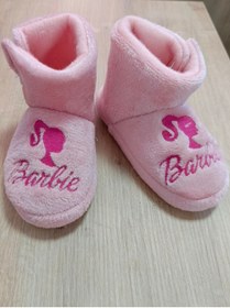 Resim KMS HOME Kız Çocuk Pembe Panduf Barbie Figürlü Ev Patiği 