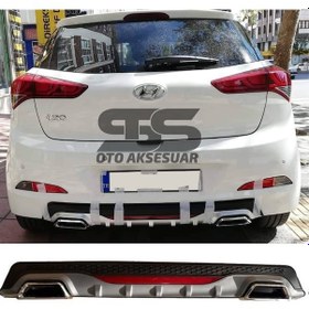 Resim Hyundai İ20 Difüzör Arka Tampon Eki 2 Egzoz Çıkışlı Gri Reflektörlü 