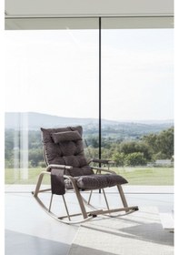 Resim Metatek Sallanan Sandalye, Minderli Baba Koltuğu, Metal Tv Koltuğu, Dinlenme Koltuğu, Emzirme Koltuğu Antrasit 