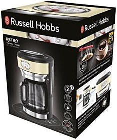 Resim Russell Hobbs Kahve makinesi [Optimum ekstraksiyon ve aroma için duş başlığı] Retro krem (maks. 10 fincan, 1,25 l cam sürahi, demleme ve sıcak tutma göstergesi, retro tasarım, 1000 W) Vintage filtre kahve makinesi 21702-56 