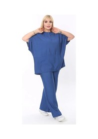 Resim Mia Butik Büyük Beden Mavi Yuvarlak Yaka Salaş Takım Mavi 