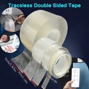 Resim Çift Yüzeyli Nano Bant, Yeniden Kullanılabilir ve Yıkanabilir, Şeffaf Yapışkan Şerit - Plastik Malzeme ile Fayans Yüzey Önerisi, Su Geçirmez, 1 Rulo (5CM Genişlik x 300CM Uzunluk) 