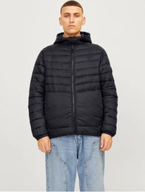 Resim Jack & Jones Erkek Kapüşonlu Şişme Mont - 12258441 Gri 