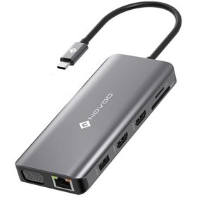 Resim Novoo Type-C to 2 HDMI VGA 4 USB-A RJ45 Ethernet PD 100W Dönüştürücü Uzay Gri 