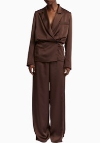 Resim Ardo Jacket Saten Kadın Blazer Ceket - Kahverengi / L 