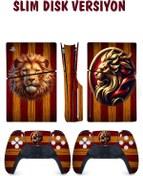 Resim KT Decor Sarı Kırmızı Aslan Playstation 5 Full Sticker Kaplama Seti 