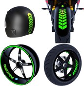 Resim Moto Rider 4'lü Sticker Seti Floresan Yeşil İç Dış Jant Şeridi Kask ve Çamurluk Çınar Extreme Çınar Extreme