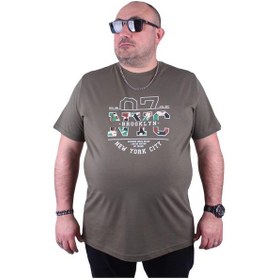 Resim Starbattal Büyük Beden Sıfır Yaka Tişört Nyc 23115 Hakı-Hakı Çok Renkli 