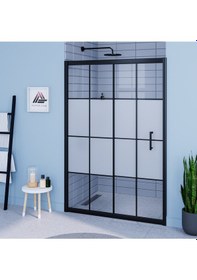 Resim Vesta D200 Duşakabin Siyah Profil Kumlu Karolajlı Cam H: 190 Cm Diğer 