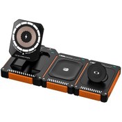 Resim T29 3'ü 1 Arada Manyetik Kablosuz Şarj Cihazı 15w Hızlı Şarj İstasyonu İphone Uyumlu / Airpods Uyumlu/ Saat İçin Turuncu 