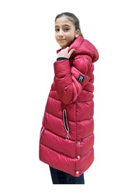 Resim Kız Çocuk Kapüşonlu Kışlık Şişme Mont 51338 Kırmızı 