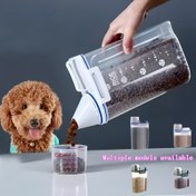 Resim 1.5kg/2kg Pet Food Storage Container, Ölçü Bardağı ile Plastik Kare Nem Geçirmez Kapaklı Kavanoz, Şarj Edilmeyen Köpek ve Kedi Malzemeleri Aksesuarları 