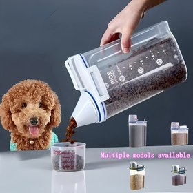 Resim 1.5kg/2kg Pet Food Storage Container, Ölçü Bardağı ile Plastik Kare Nem Geçirmez Kapaklı Kavanoz, Şarj Edilmeyen Köpek ve Kedi Malzemeleri Aksesuarları 