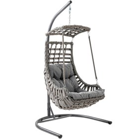 Resim Alaçatı | Tekli Rattan Bahçe Salıncağı | Rehome Balkon Salıncağı - Gri 