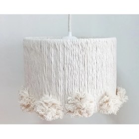 Resim Mediterian Ekru Makrome Silindir Çocuk Odası Avizesi, 30x30, krom detaylı, şık ve modern tasarım 