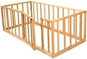 Resim Montessori Bebek Ve Çocuk Karyolası Kapılı Unisex Doğal Ahşap Yatak 80 cm Bariyer 100 x 200 LoolpiNM43 
