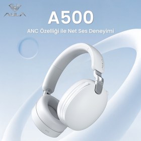 Resim Aula A500 Hybrid ANC 2.4GHz Kablosuz ve Bluetooth 5.4 AUX Mikrofonlu Kulak üstü Kulaklık Siyah 
