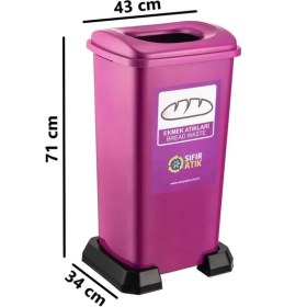 Resim Omnipazar SY-4398 Sıfır Atık Ekmek Geri Dönüşüm Çöp Kutusu 70 Lt Mor 