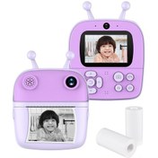 Resim Geeroyoo Çocuklar İçin Anında Fotoğraf Basan 1080p Çift Kameralı Mor Renkli Q5 Dijital Fotoğraf Makinesi 