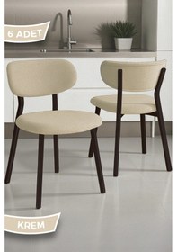 Resim Canisa Toldy Serisi 6 Adet Krem Bukle Kumaş Mutfak Sandalyesi Kahve Metal Ayak Krem Sandalye Ayaklar Kahve 