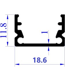 Resim LED Kanal Profil sıva üstü 11x18mm Eloksallı Alüminyum 1 Metre 8117 Şeffaf Opak Pleksi Yan Kapak Metal Tutucu 