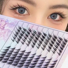 Resim 120 Küme Tilki Gözü Sahte Kirpik - Çok Çekici ve Seksi, El Yapımı Bireysel Boncuklar, Uzunluk 4-13mm, Doğal Yumuşak Malzeme, Yeniden Kullanılabilir Sahte Kirpik, Günlük Kullanım, Partiler, Tarihler, Düğünler, Fotoğrafçılık Makyajı vb. için Uygun 