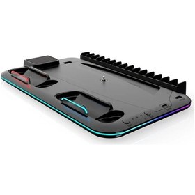 Resim Cloud011 Ps5 Ve Ps5 Slim Soğutucu Stand Rgb Led Kumanda Şarj Kulaklık Askılı Siyah 