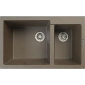 Resim POLEX Cristalüx Granit Evye P-1,75 Toprak 1,5 Gözlü Tezgah Altı Ve Tezgah Üstü Mutfak Evyesi 81x50,5cm 
