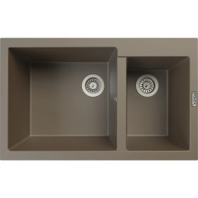 Resim POLEX Cristalüx Granit Evye P-1,75 Toprak 1,5 Gözlü Tezgah Altı Ve Tezgah Üstü Mutfak Evyesi 81x50,5cm 